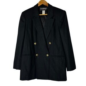 Gloria Vanderbilt Blazer Size 6 Wool Double Breasted‎ Gold Button Career Vintage